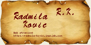 Radmila Ković vizit kartica